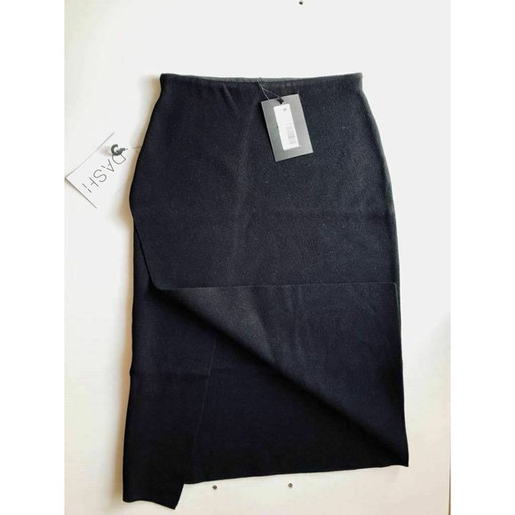 RVN Basic Flat Jacquard Slit Asymmetrical Skirt - Picture 7 of 8